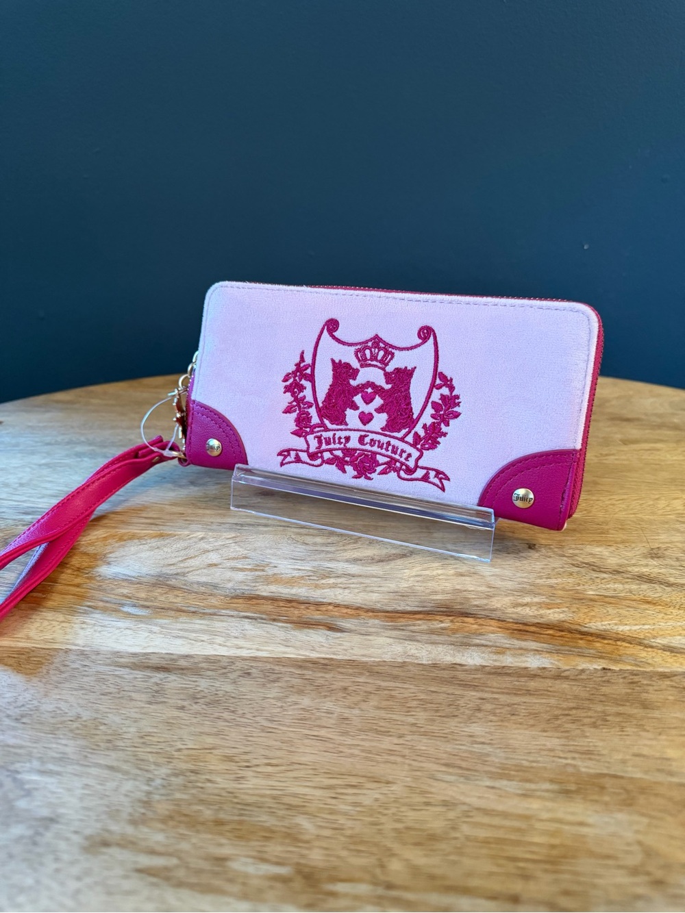 Juicy Couture Pink and Fuchsia Logo Wristlet Wallet